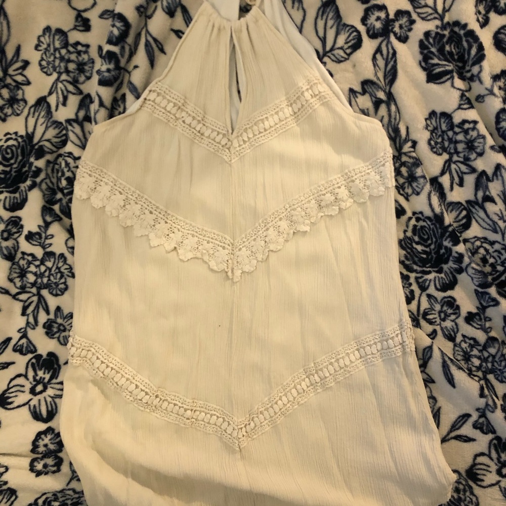 White Lace detailed halter top dress